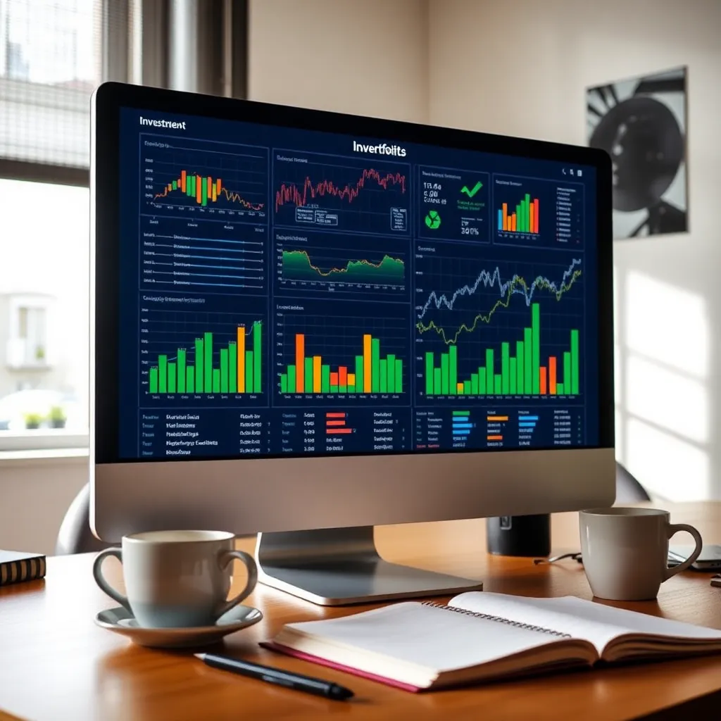 Persoon analyseert beleggingsportefeuille op laptop en tablet