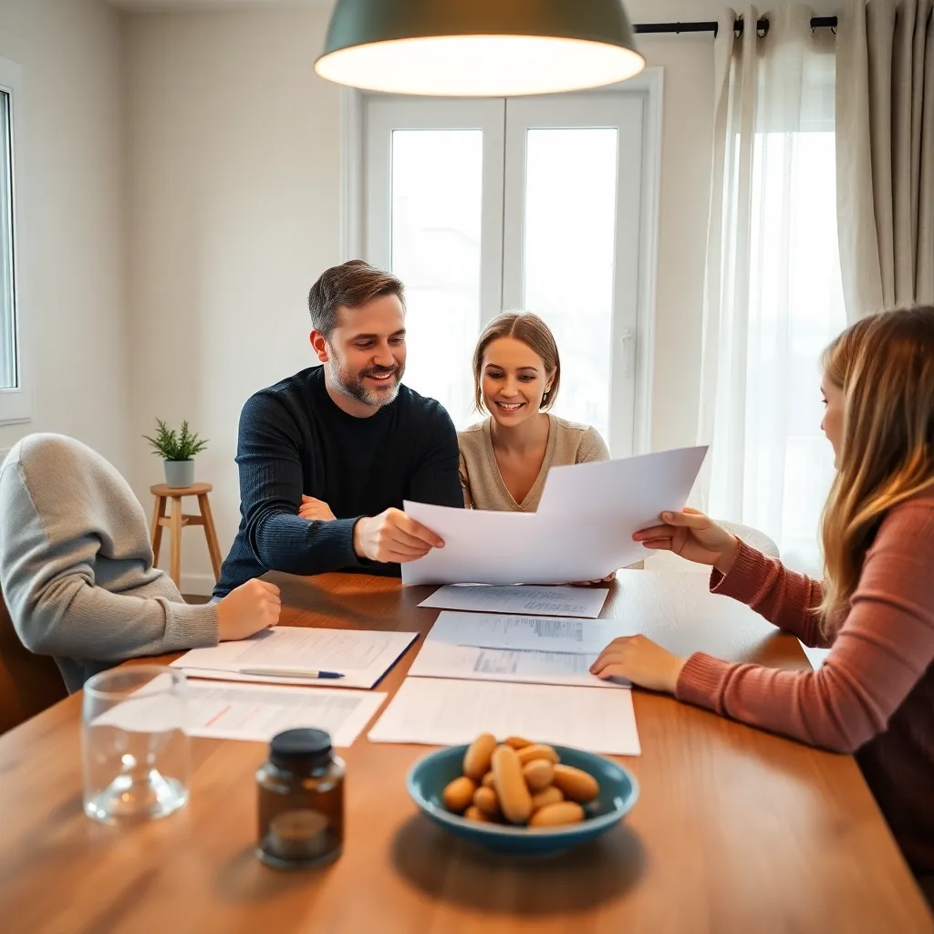 Nederlandse familie bespreekt hun financiële planning aan tafel