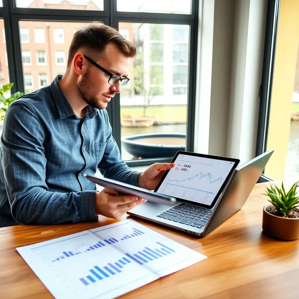 Nederlandse belegger die financiële plannen bekijkt